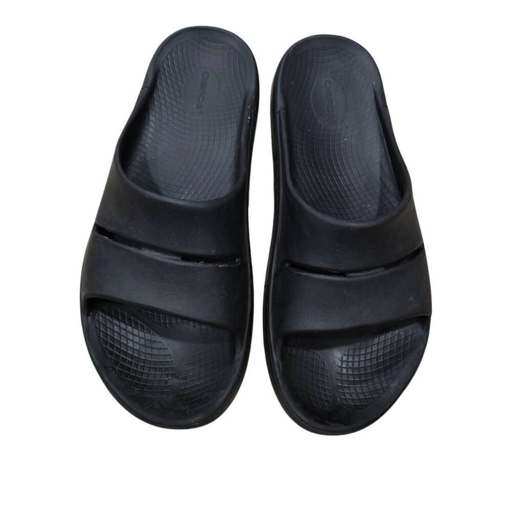 Oofos OOahh Recovery Slide Sandals Men's 12 Black Lightweight Slip On Open Toe